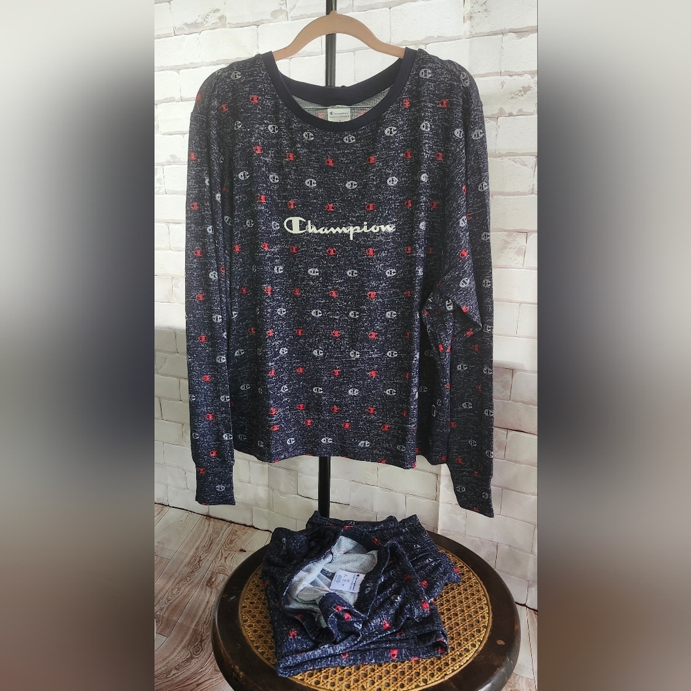 Champion Navy Blue Logo Pajama Set